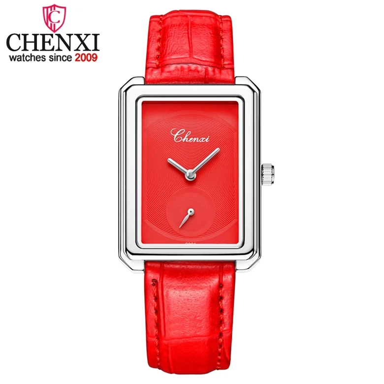 

CHENXI Unique Small Dial Women Wrist Watches Lady Quartz Watch Women Red Leather Waterproof Clock Gift Female Student Watch