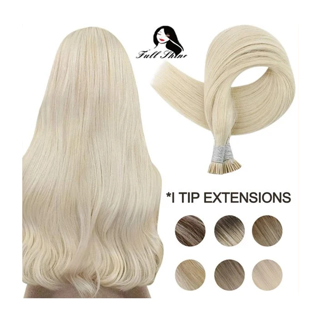 

Full Shine Factory Direct Sales Solid Color High Quality Remy I Tip Human Hair Extensions
