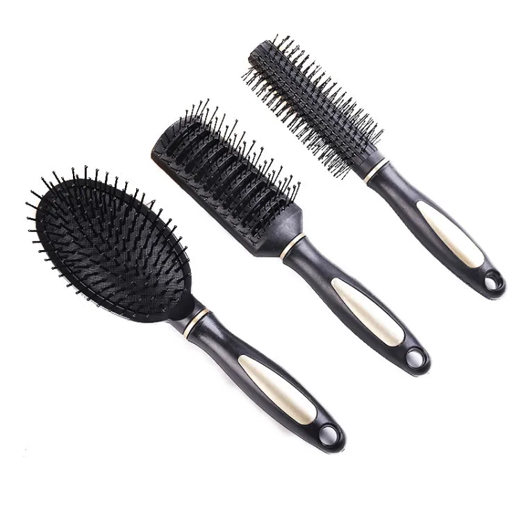 

High Quality Massage Hair Brush Nylon Pin Low MOQ Professional Salon Black ABS Paddle Hair Brush, Customized color