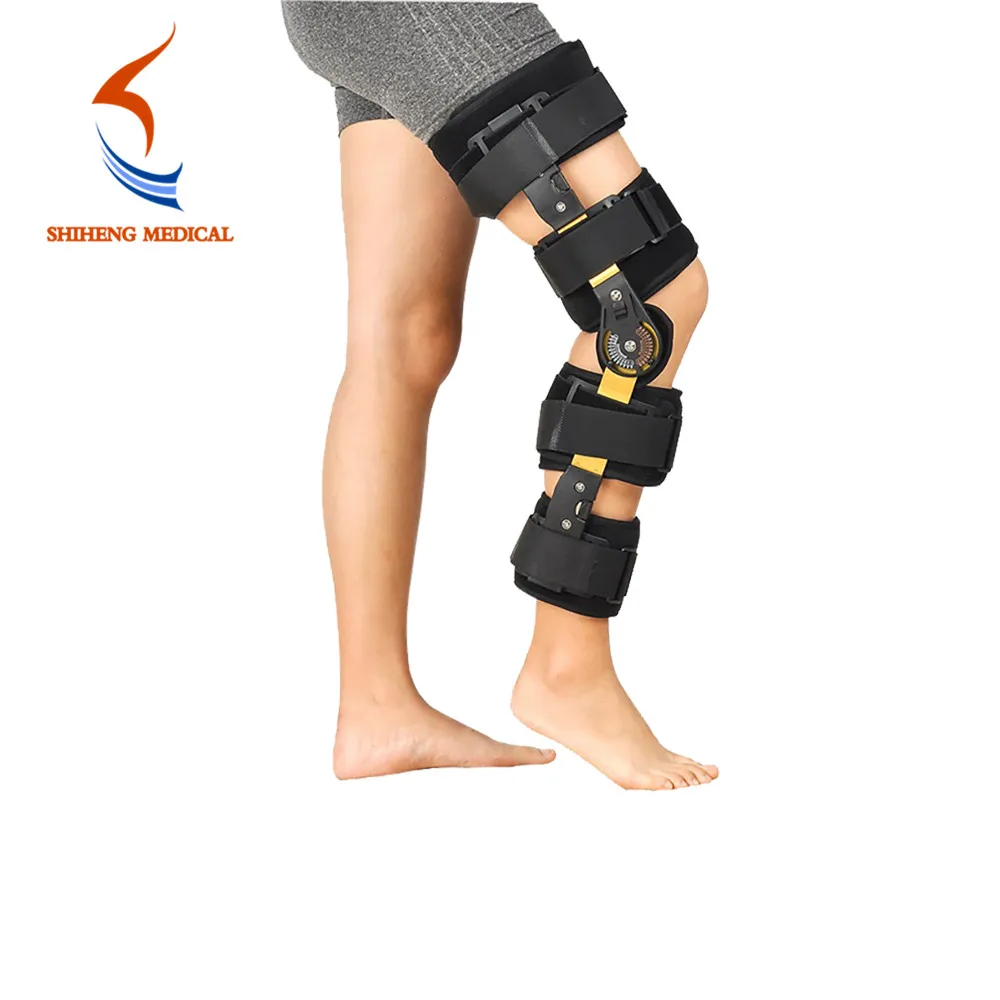 

New Design Adjustable orthopedics dial lock hinged knee brace, Black, gray