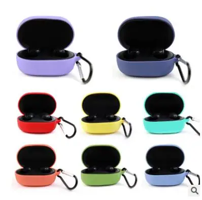 

Silicone Protective Carry Case Cover with Hook Ring For Redmi AirDots Earphone Headset Charging Box Xiaomi Mi Air dots, Many