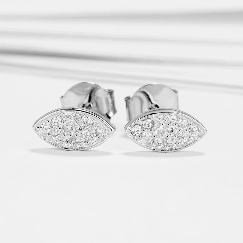 

Fashion 100% 925 Sterling Silver Earrings Cubic Zirconia Stud Earrings For Women Engagement Jewelry Gift