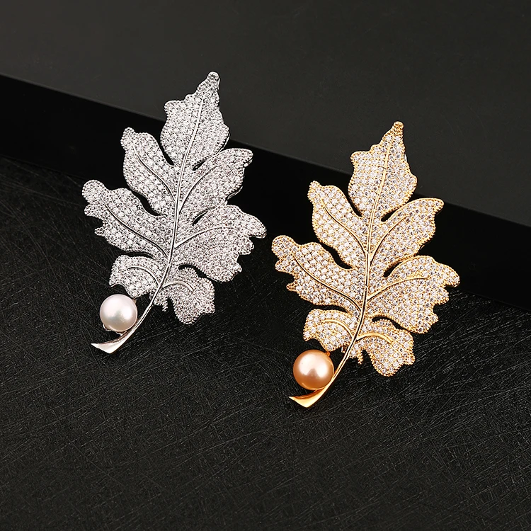 

High Quality Jewelry Women cc brooch leaf brooch pins, Gold sliver