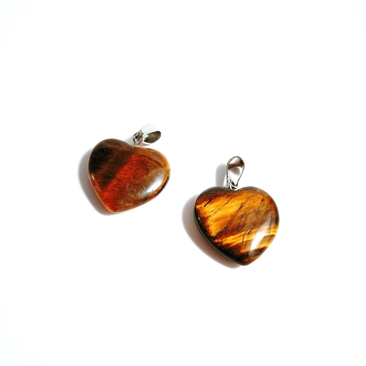 

Gift items gemstone tiger eye heart jewelry crystals necklace, Natural color pendant
