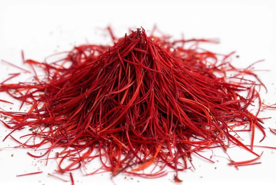 Close-up of authentic Kashmiri saffron threads showing deep red color