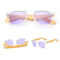

DLK1501-2 Colorful lenses fashion bamboo temple sunglasses bamboo UV400 sun glasses