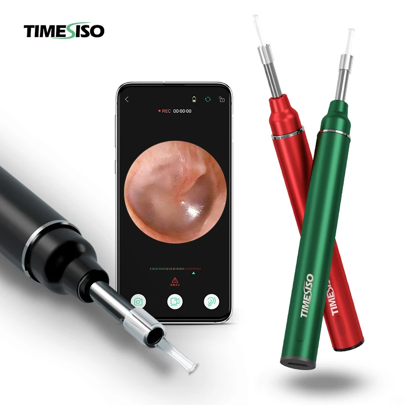 

Timesiso P40 fashionable visual earwax removal endoscope for ear health, Red/black/green