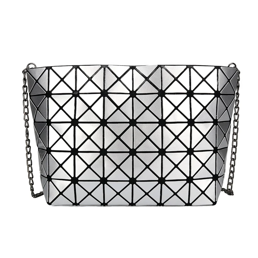 

Crossbody Bags PU Solid Color Laser Chain Geometric Shoulder Bags For Women, White, silver, black, pink