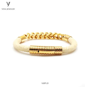 

Top selling 316L stainless steel Design Genuine Stingray Leather Bracelet for women