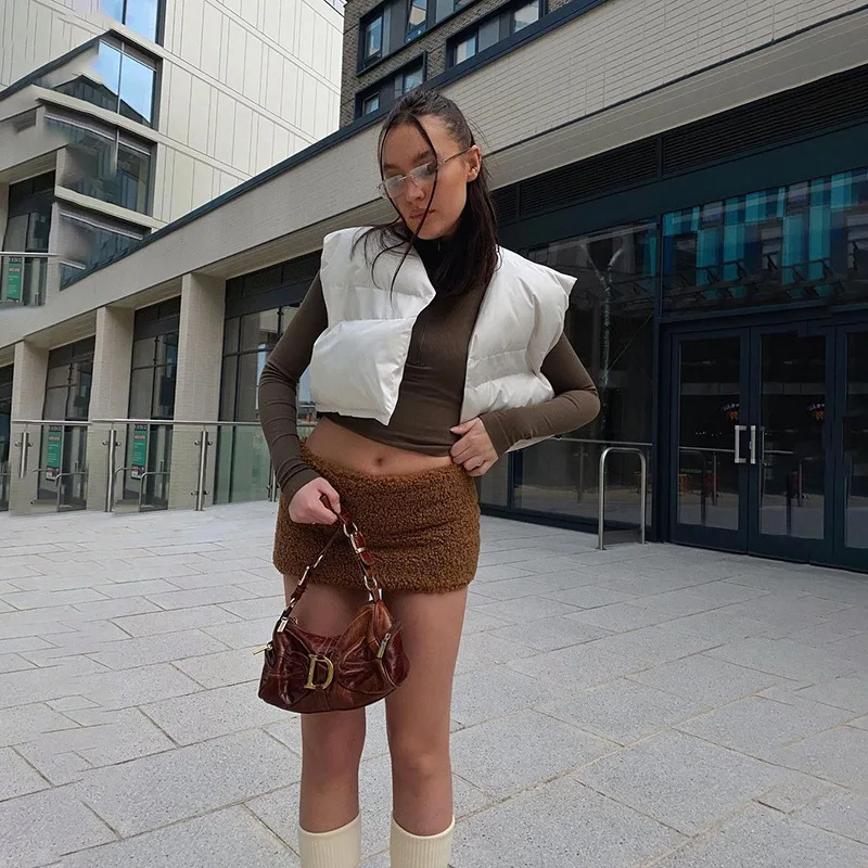 

New 2021 Fall Fashionable Sleeveless Cotton Jacket Short Slim Waistcoat Vest Coat for Women