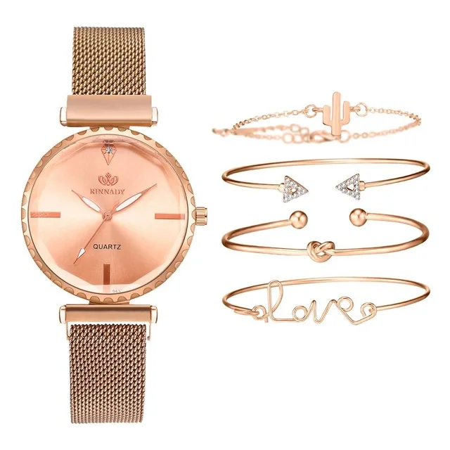 

2021 Fashion Style Women Watches Rose Gold Magnetic Ladies Watch Dress Simple Watch And Bracelet Set Womens Zegarek Damski, Multi colors