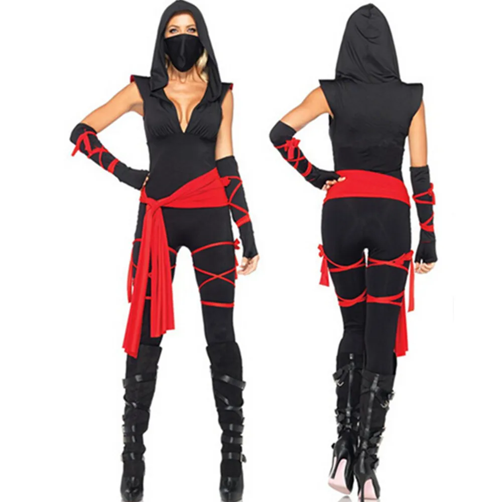 

Adult Women Anime Masked Ninja Warrior Costumes Halloween Masquerade Fancy Dress Cosplay Costume, Black