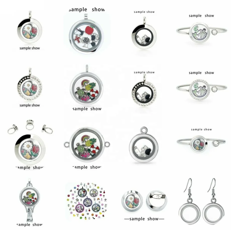 

in stock Multi-Style Floating Living Memory Glass Locket Pendant Fit Floating Living Charm, Customers' request