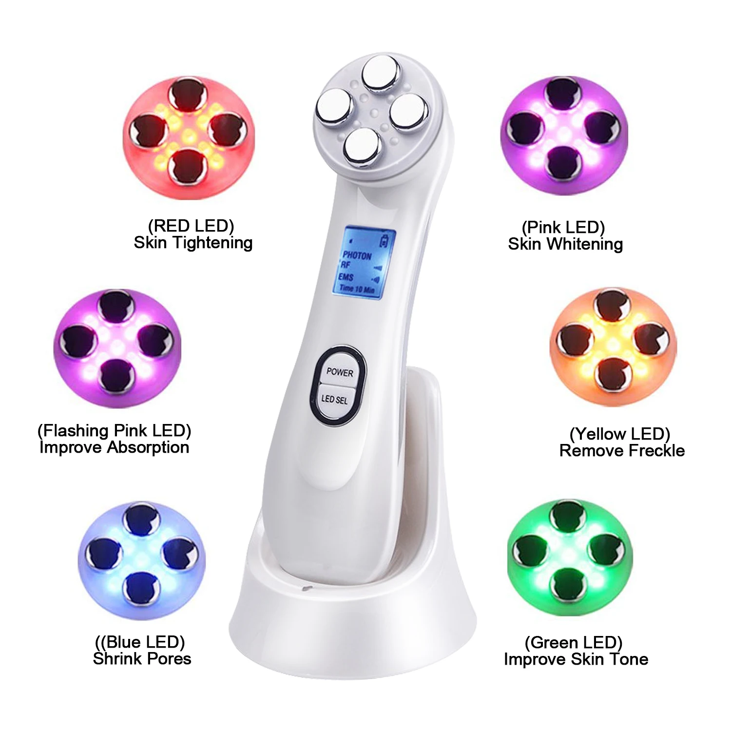 

Wrinkle removal rf equipment skin tightening machine facial body lifting multifunctional beauty device, White/pink