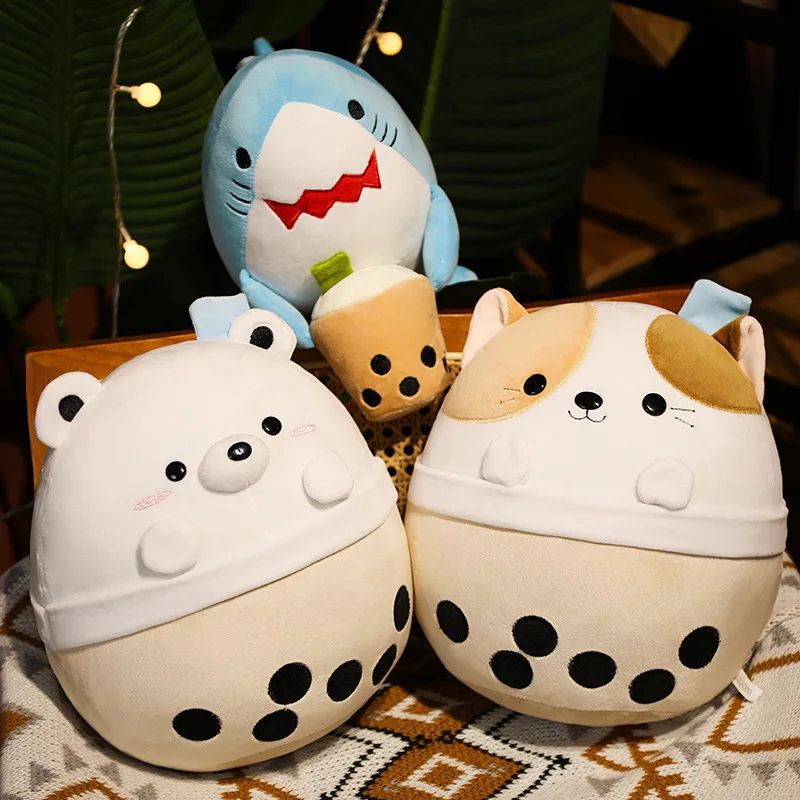 

Custom Shark Boba Plush Pillow Bubble Milk Tea Cup Stuffed Doll Cat Bear Boba Plush Toy Soft Animals Milk Tea Plush Toys Cheap