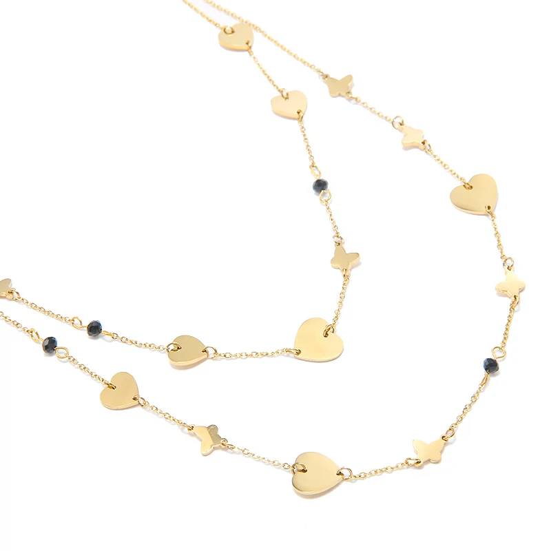 

Hot New Custom 14K Gold Plated Stainless Steel Jewelry Heart Shape Charm Necklace