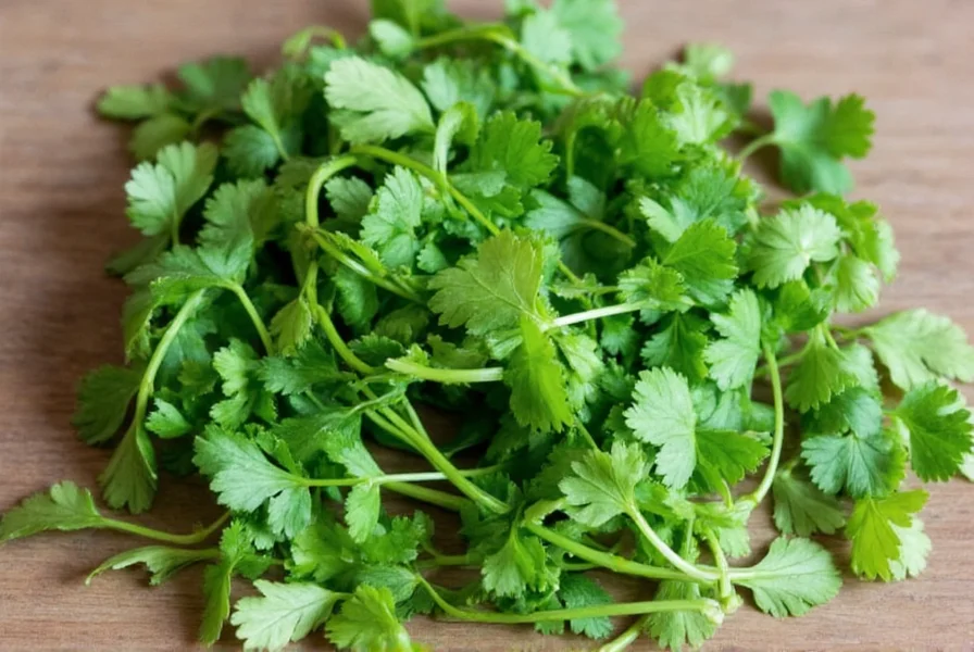 Step-by-step visual guide showing coriander being prepared for freezing in ice cube trays