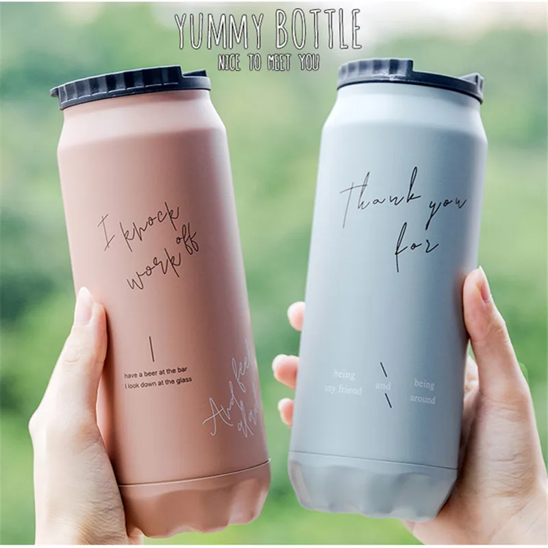 

Creative Stainless Steel Vacuum Flask Insulated Water Bottle Coffee Thermal Cup Travel Outdoor Car Thermos Mugs, Cyan-blue/pink/blue/dark grey/light grey