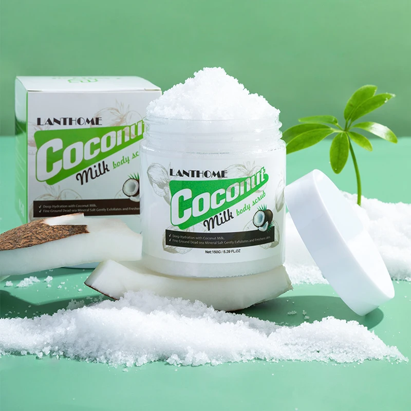 

Lanthome Dropshipping Bulk Clean Skin Nourish Exfoliating Whitening Organic Whiten Sugar Dead Sea Salt Coconut Milk Body Scrub
