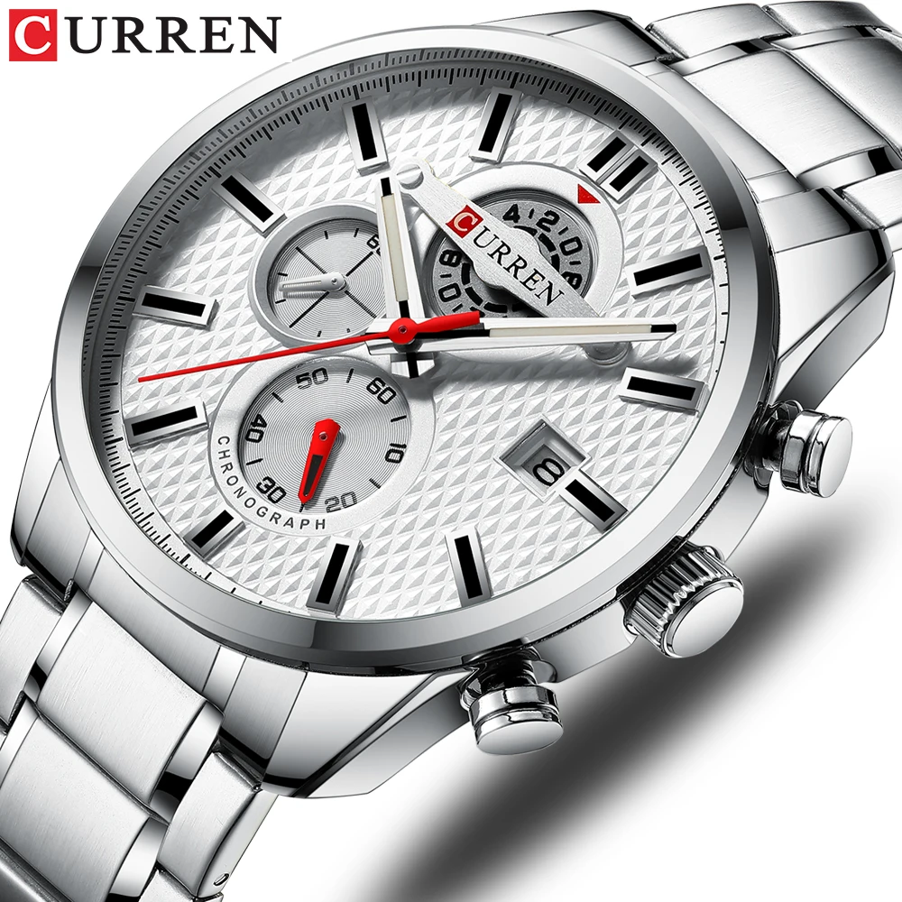 

CURREN 8352 Fashion chronograph men watches sports business wrist watch stainless steel quartz male clock reloj hombre