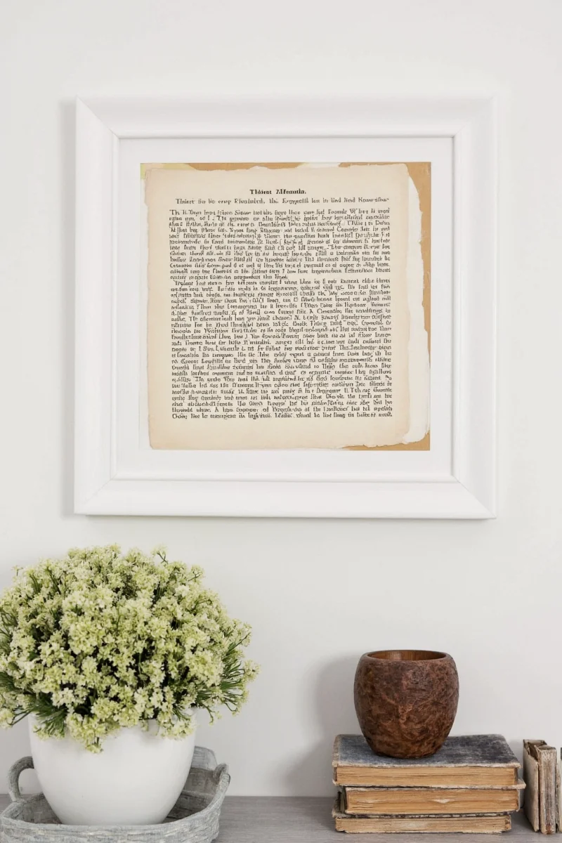 Gallery wall featuring multiple dictionary art frames on a light blue wall