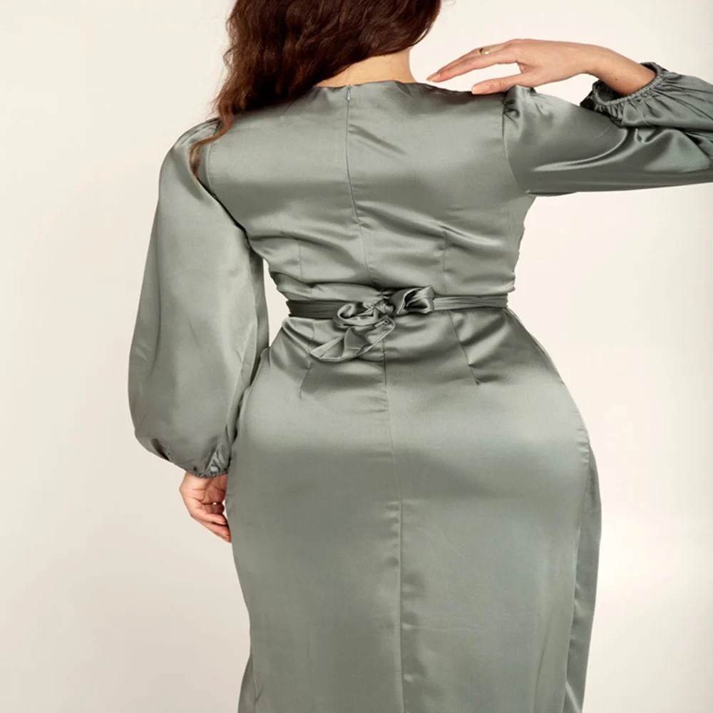 

2021 Ramadan Abaya Imitation Fabric Silk Dress For Muslim Women