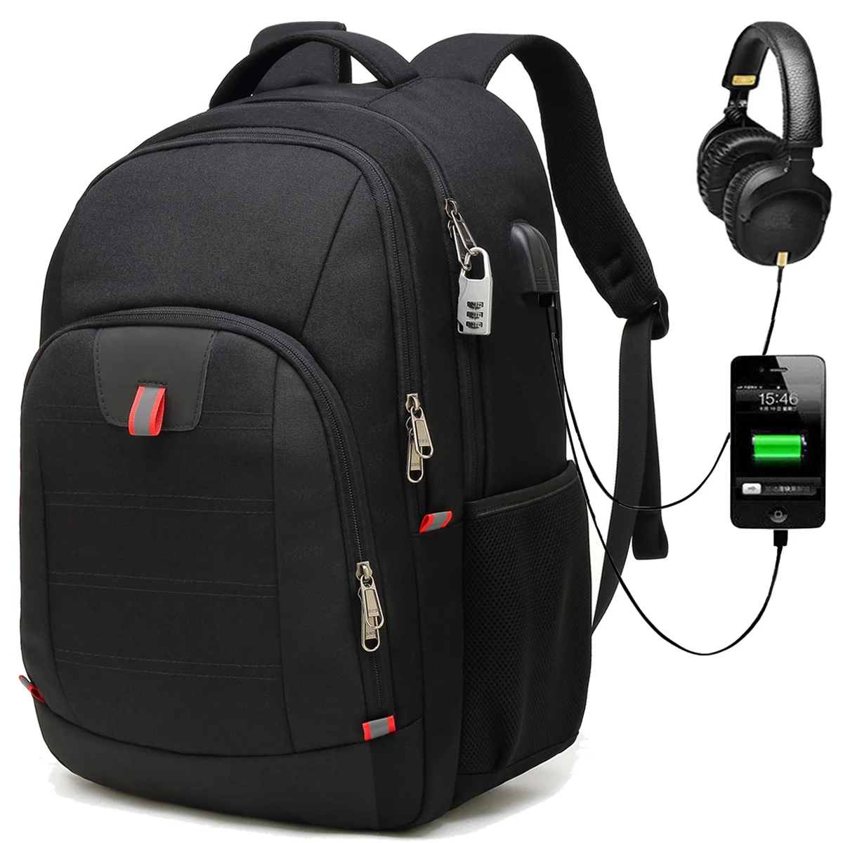 

2020Trending Hot Selling Business Smart Backpack Rucksack with USB Charging and Headphone Port Soft Backpack Laptop Computer Bag