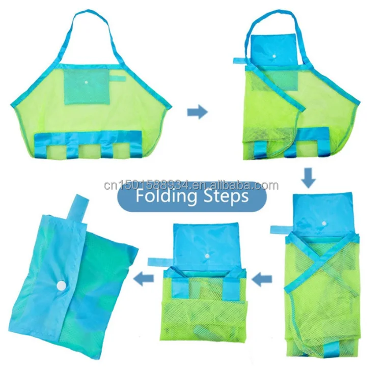 

Beach Mesh Tote Bag Outdoor Children's Sand Toys Storage Bags Pouch, Blue,green