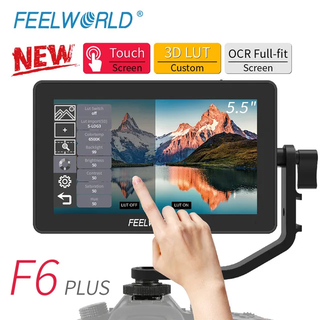 

FEELWORLD F6 PLUS 4K Monitor 5.5 Inch on Camera DSLR 3D LUT Touch Screen IPS FHD 1920x1080 Video 4K Field Monitor DSLR
