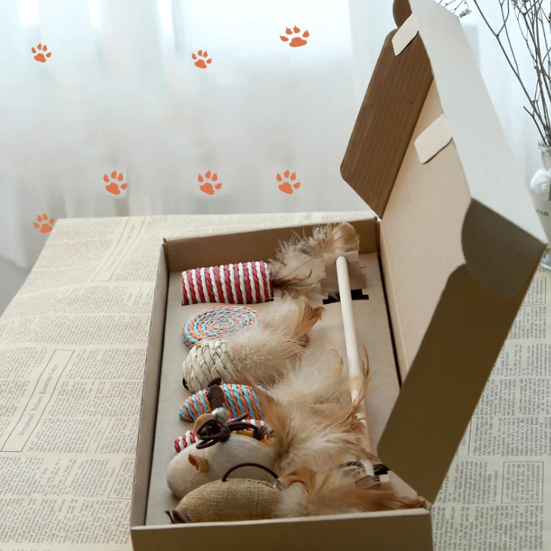 

Hot selling Interactive Cat Toy Set 7 pcs Mouse Toy Gift Box For Best Cat Toy Ever