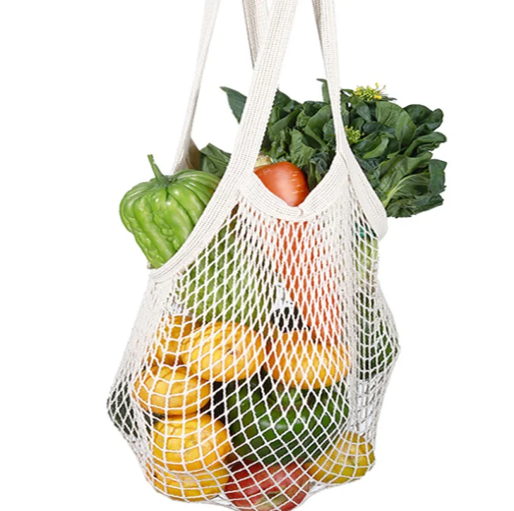 

Promotional Custom Logo Eco Organic Cotton Mesh Net shopping Bag Reusable Food Produce Bags For Vegetable Fruit Packing, Nature/customized color