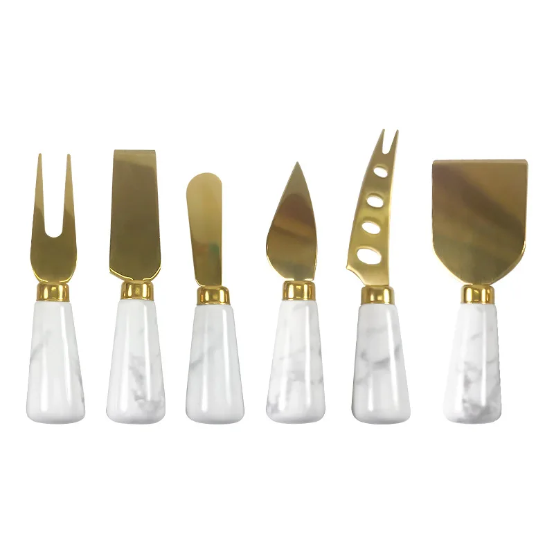 

SPOT GOODS 6 pcs marble handle cheese knife with box