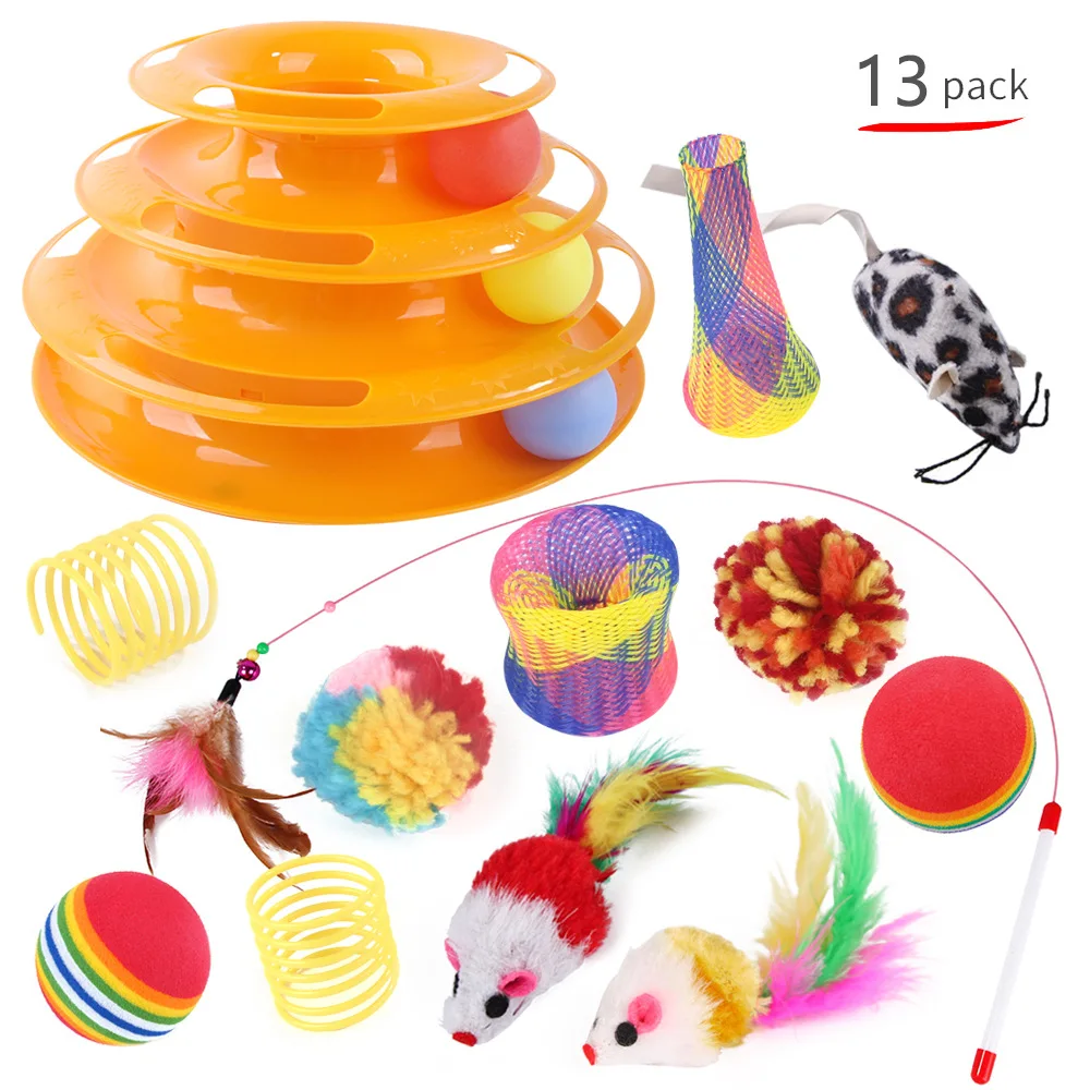 

Hot Sale Feather Ball Sport Pet Cat Mouse Toys Set Interactive Amusement Pet Toy