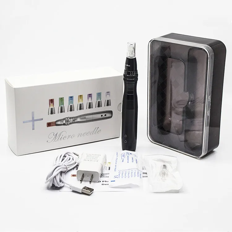 

2020 Rechargeable Microneedling derma pen derma roller pen ultima A1 microneedle, Silver and black