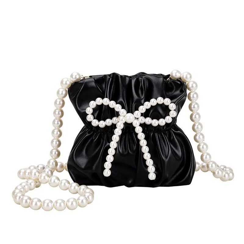 

Wholesale New Designer Chain Pearls Lady Girl Main Hand bags Ladies Purses Women PU Leather Luxury Shoulder Bag