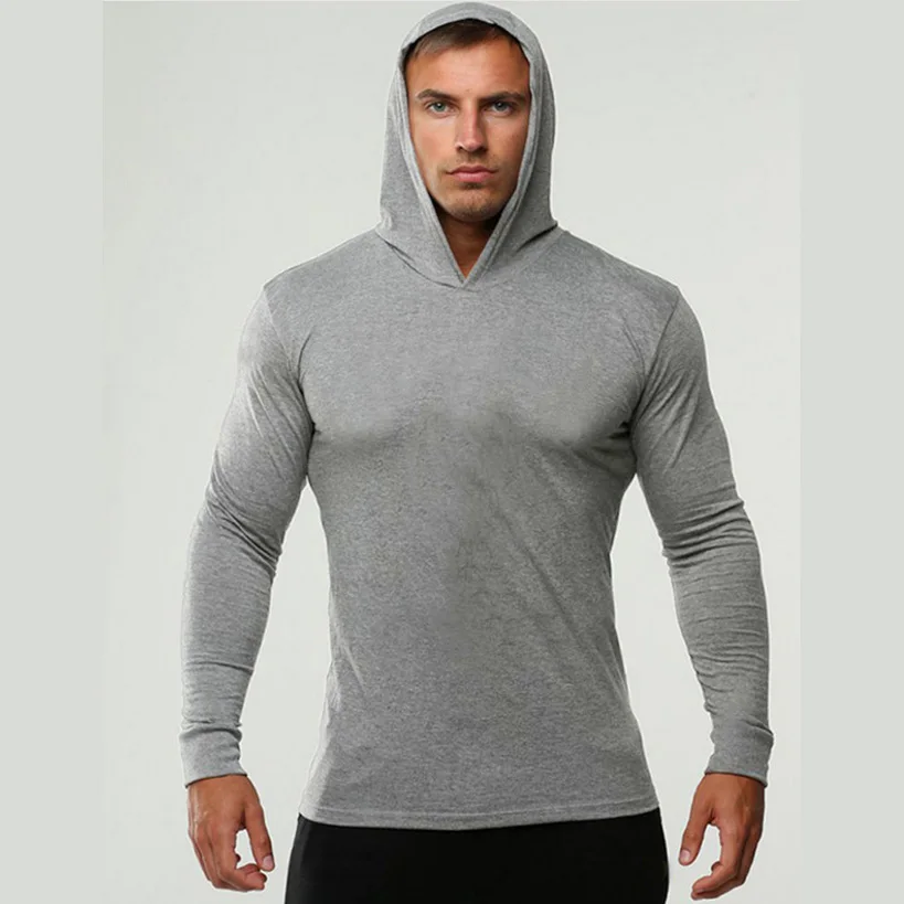 

High quality slim fit cotton sport men plain grey gym work out hoodie apparel men, Blue,white,black,red,grey
