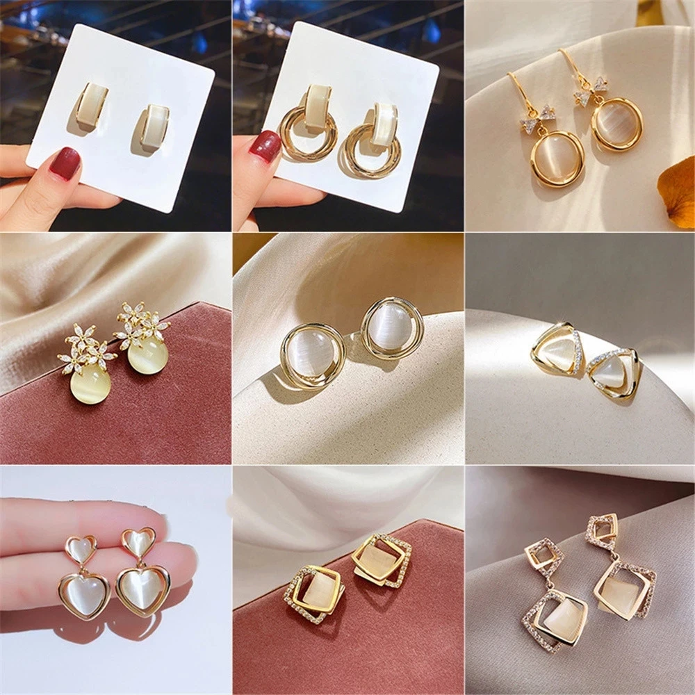 

Korean Style Bowknot Owl Crystal Long Tassel Stud Earring for Women Flower Opal Rhinestone Inlaid Zircon Jewelry Accessories