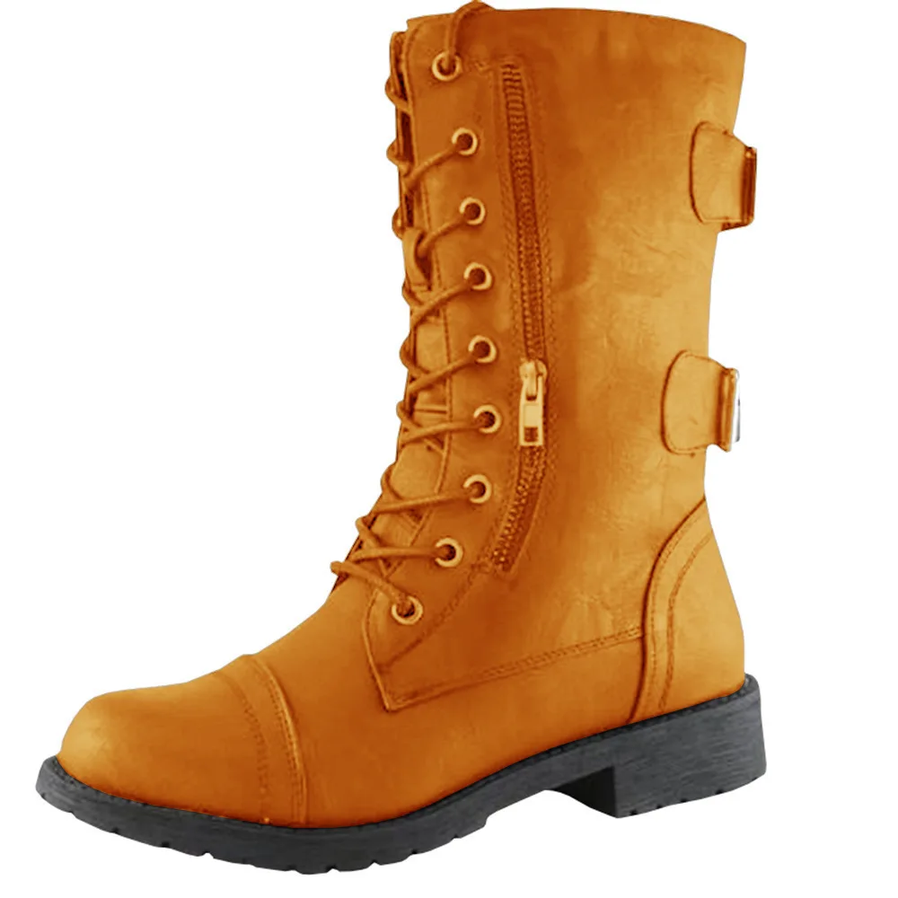 

2021 Winter New Design Low Heel Square Heel Knight Boots Shoes Side Zipper Mid-Tube Casual Women'S Boots