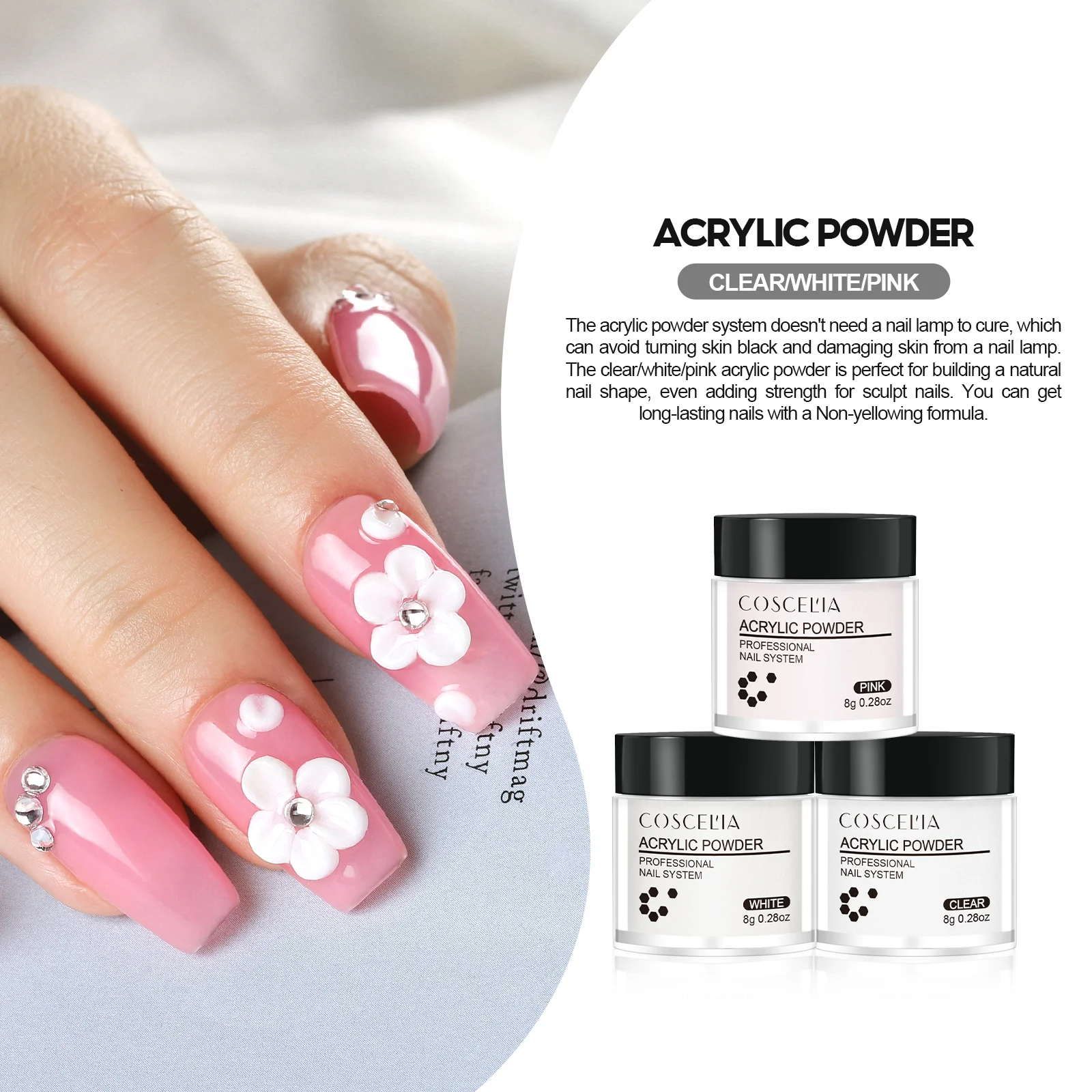 

COSCELIA Factory Direct Nail Acrylic Set Acrylic Nail Powder Suit System, 3 colors