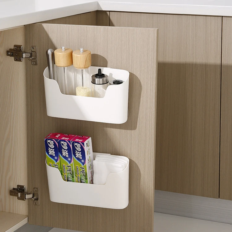 

Multi-function Hanging Rack Stick-type Wall-mounted Storage Box Bathroom Cosmetics Sundries Organizer Box Cabinet Door Storage, White