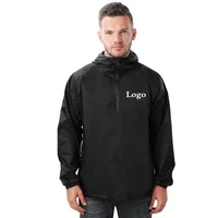 

Wholesale Mens 100%Nylon Packable Custom Logo Waterproof Jacket Light Weight Rain Jacket
