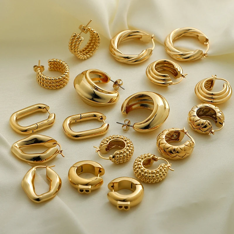 

designer earrings popular brands gold planted hoop earrings for women 2021, Golden