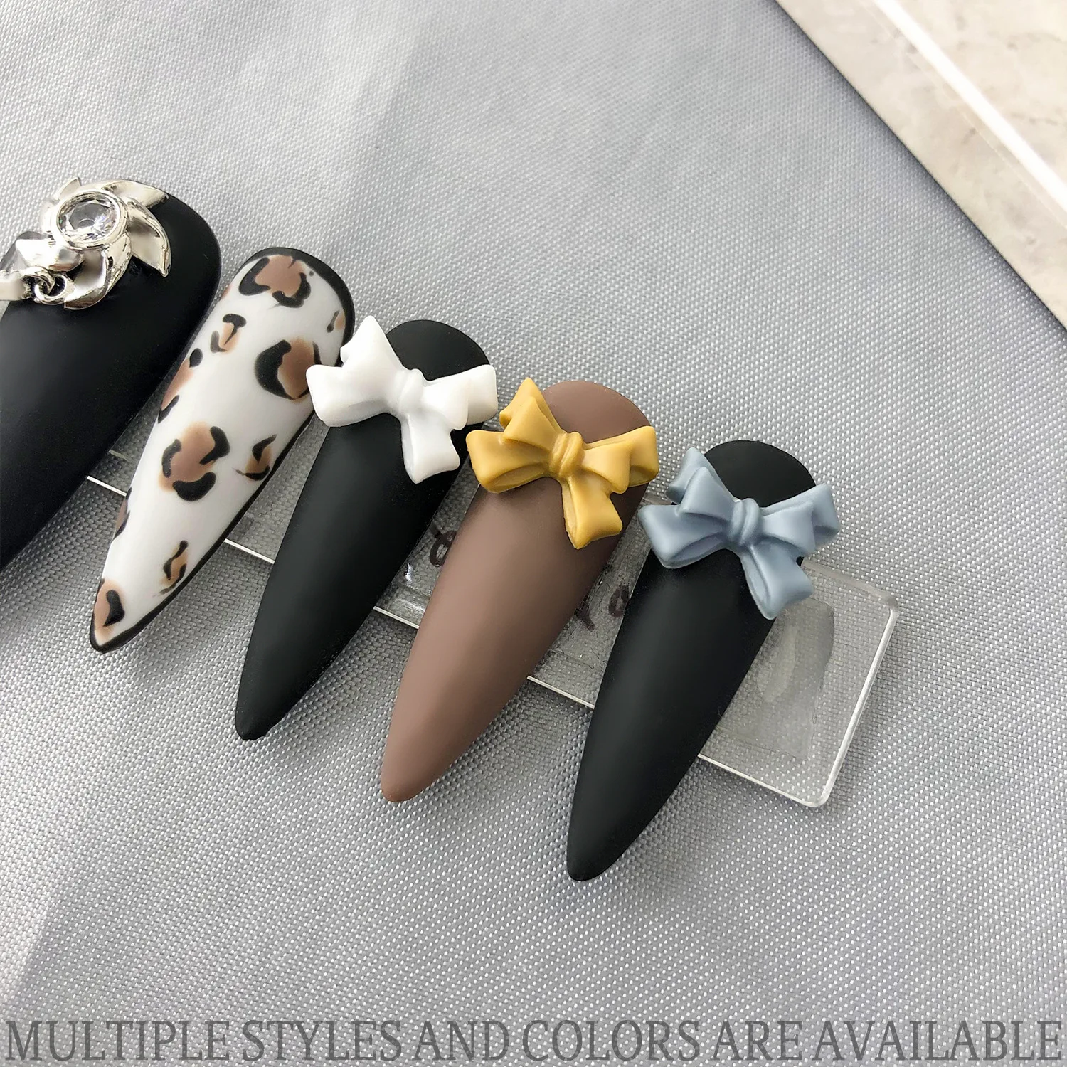 

2021 New Pop Style Nail Art Decorations DIY Manicure Tools Nails Ornament Colorful Glue Resin 3D Bow Nail Charms