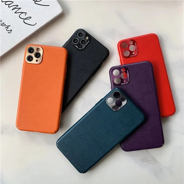 

For Iphone 11 Accessories Leather Texture Key Sensitive Plain Color Mobile Phone Case Cover for iphone 11, 5 colors