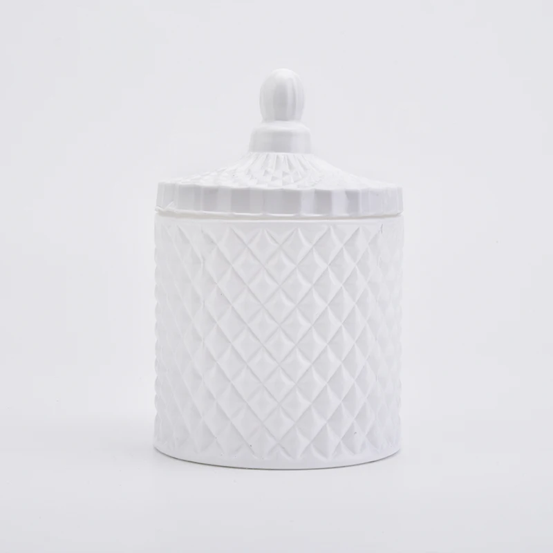 10oz Solid White Glass Candle Jars with Lids Home Decor Wholesales