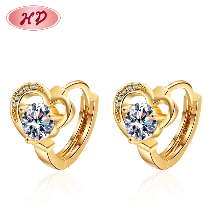 

New Arrival Fashion Huggie Sleeper Gold Heart Earrings Good Quality Hypoallergenic 18k Gold Plated Jewelry for Mother's Day