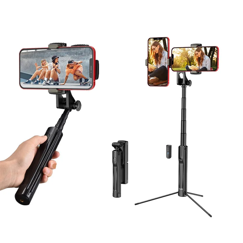 

A22 Dual Phone Holder Selfie Sticks Extensions Tablet Holder Flixible Selfie Stick Tripods Selfie Stick Bluetooths