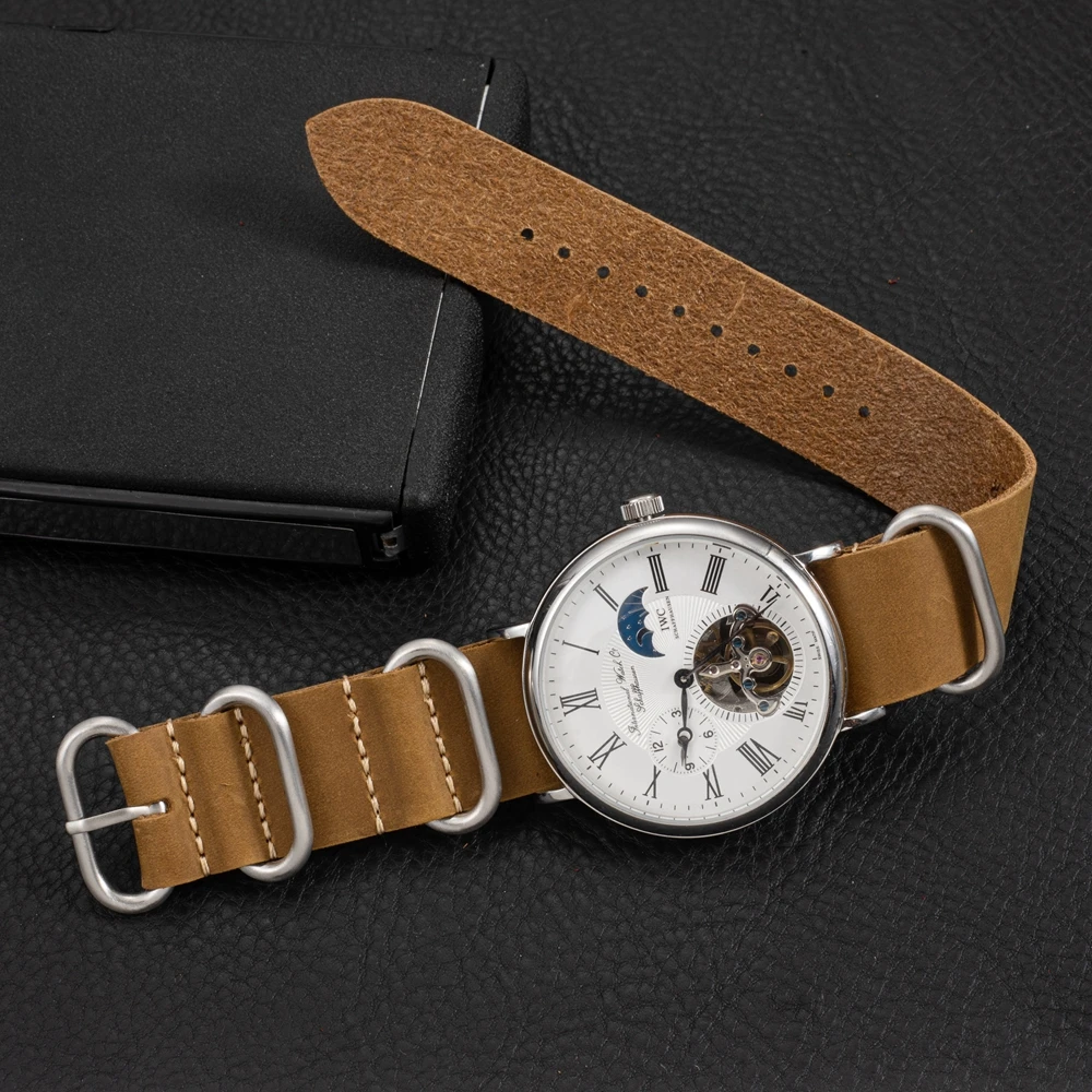 

EACHE Crazy Horse Genuine Leather ZULU&NATO Watch Strap Nato, Different colors (we have color chart)