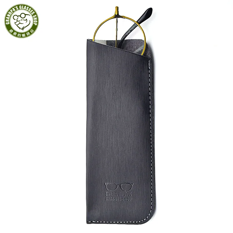 

Custom logo fashion personalized design travel portable light leather soft pouch eyeglass case reading glasses bag