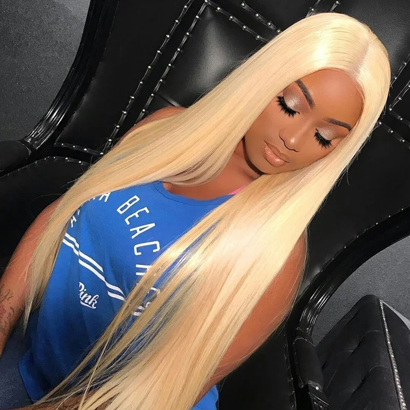 

Honey Blonde 613 Lace Frontal Wigs With Best Price, Bone Straight Blonde Wigs, 613 Straight Wig For Sale